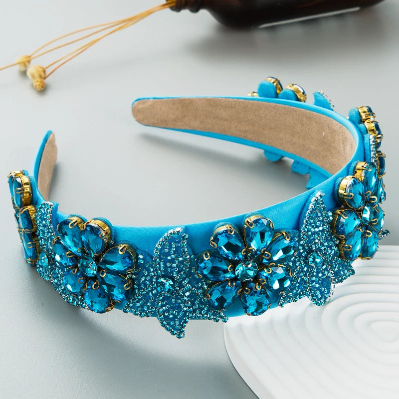 European and American Fashion Trend New Fabric Rhinestone Crystal Headband Women's Retro Baroque Bright Hair Band