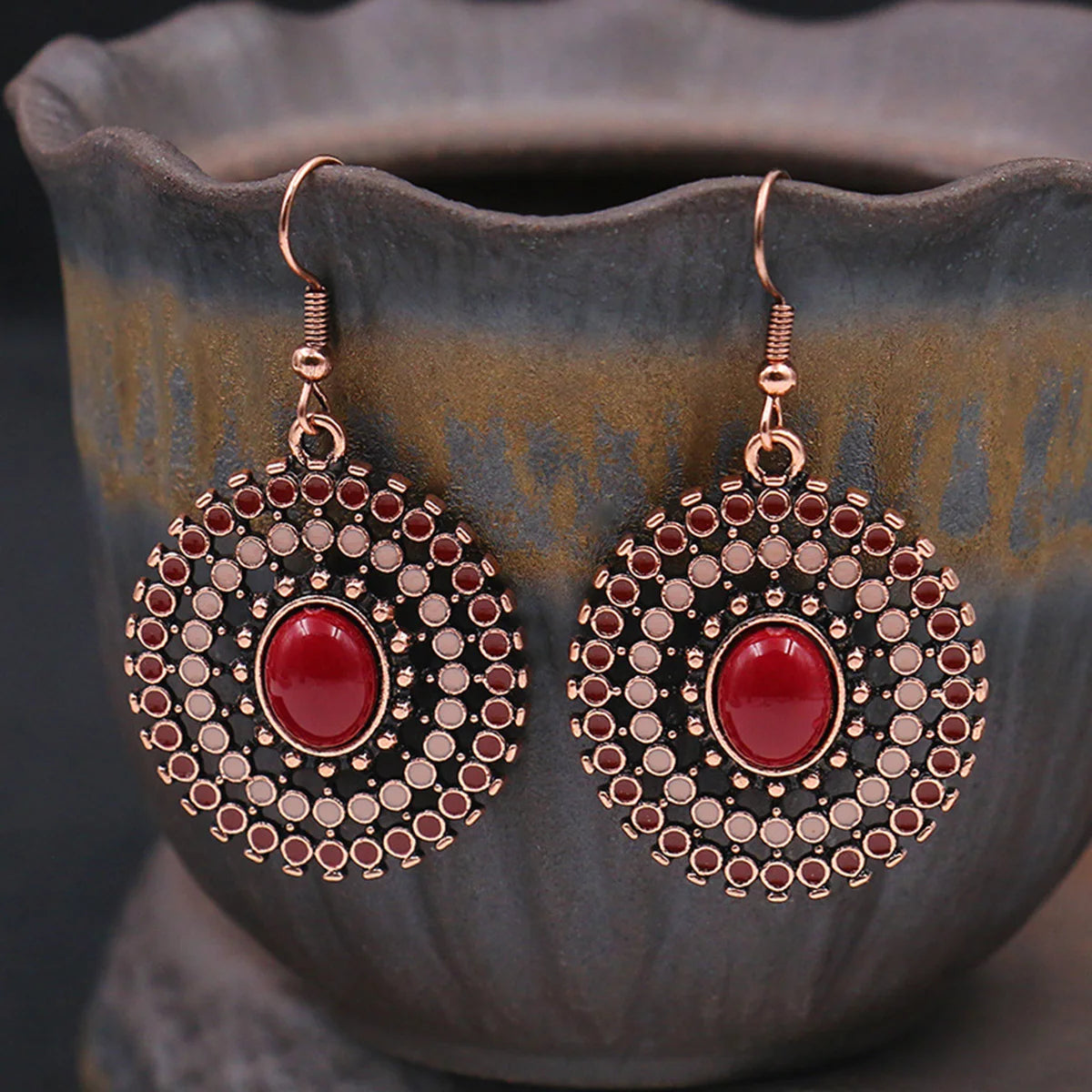 2PC Women's Fashion Bohemian Style Colorful Disc Earrings Jewelry Accessories Suitable for Date, Party, Festival Gifts-4535