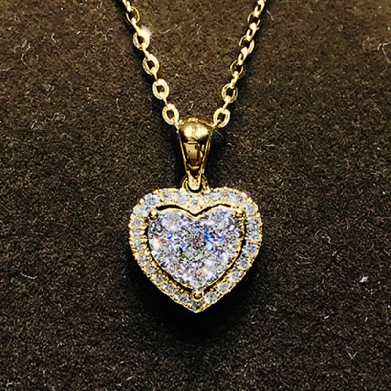 OXTAO Heart Shaped Moissanite Pendant Necklace Certified for Women 14K Gold Filled Romantic Jewelry Wedding Anniversary Gift