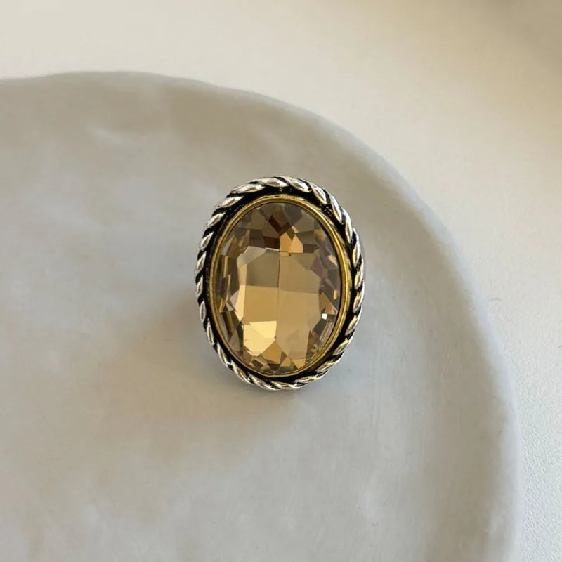 NISHIZAWA Women Rings Crystal Geometric Index Finger Elegant Anillos Mujer Versatile Vintage Fashion Exquisite Jewelry