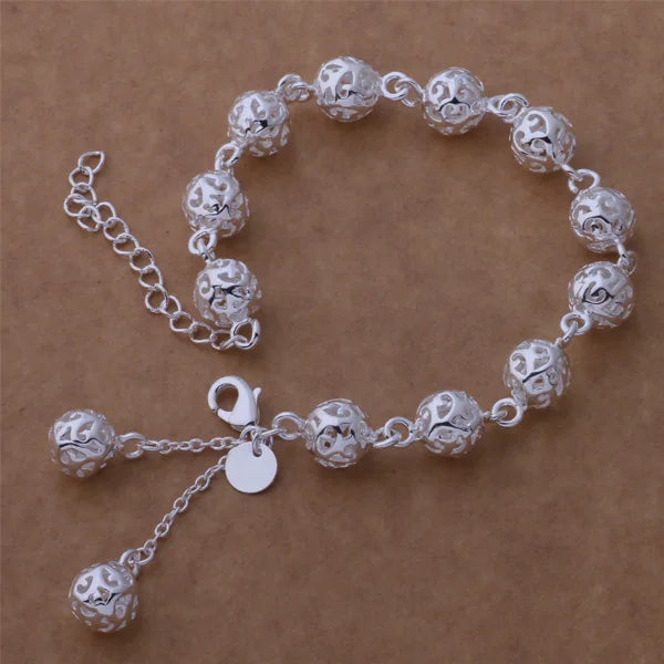 925 Sterling Silver Bracelet Ball For Woman Men Fashion Engagement Party Wedding Jewelry Gift Hand catenary PS560