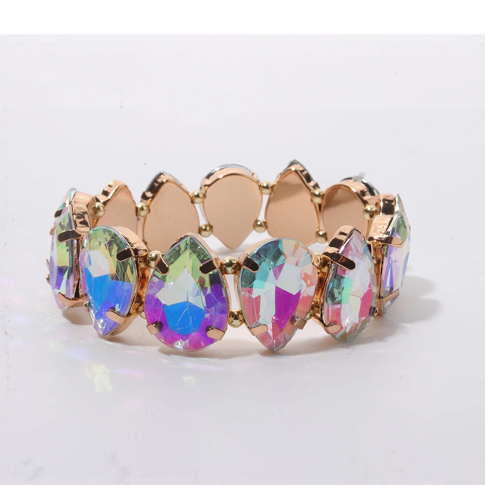 BEUTIFOR Crystal Peach Love Bracelets For Women Handmade Colorful Peach Heart Bangle