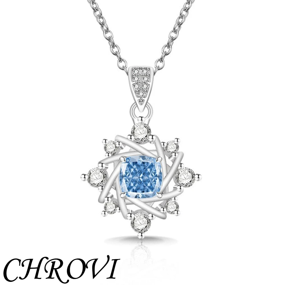 Exquisite 925 sterling silver gemstone ice flower octagonal star necklace, fashionable and versatile,high-carat diamond necklace