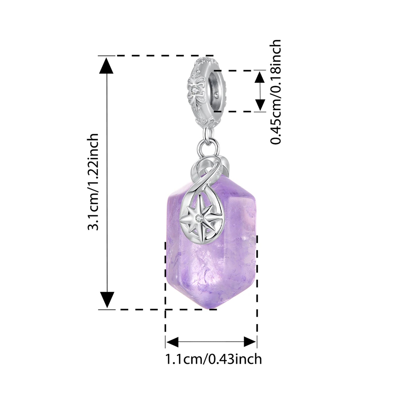 BAMOER 925 Sterling Silver Natural Crystal Pendant fit Original Bracelet DIY Bamoer Charm for Jewelry Making Party Gift