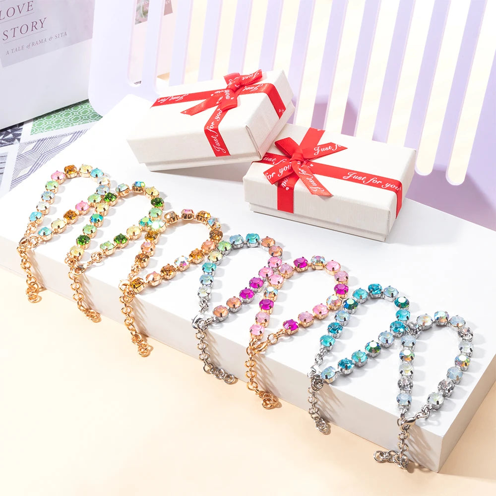 BEUTIFOR Colorful Crystal Bracelet for Women Gold Color Link Chain Bohemian Jewelry 2025
