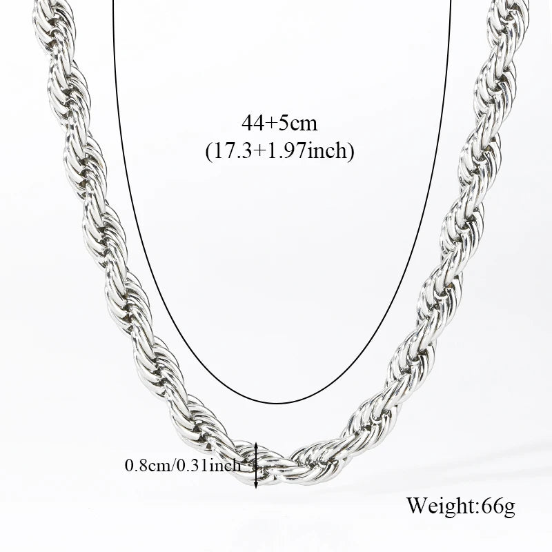 EILIECK 316L Stainless Steel Metal 8mm Chunky Chain Necklace For Women Trendy 18K Gold Plated Neck Chain Waterproof Jewelry Gift