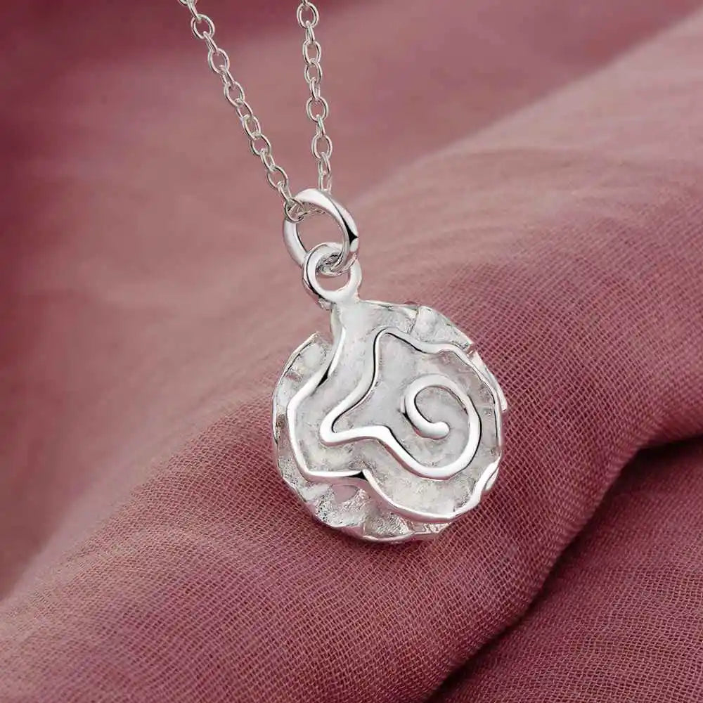 925 Sterling Silver Set High Quality Rose Flowers Necklace Earring Chain Fashion Jewelry For Women Wedding Birthday Party Gift