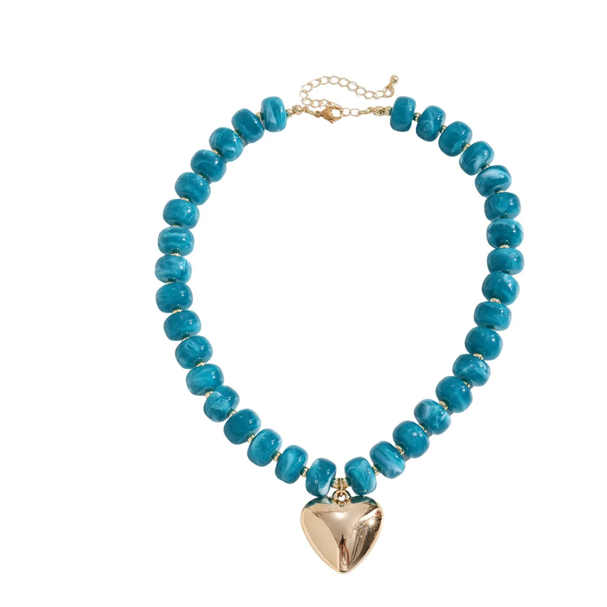 KMVEXO Bohemia Colorful Resin Beaded Heart Pendant Acrylic Necklaces for Women Aesthetic Y2K Fashion Choker Necklace Jewelry ﻿