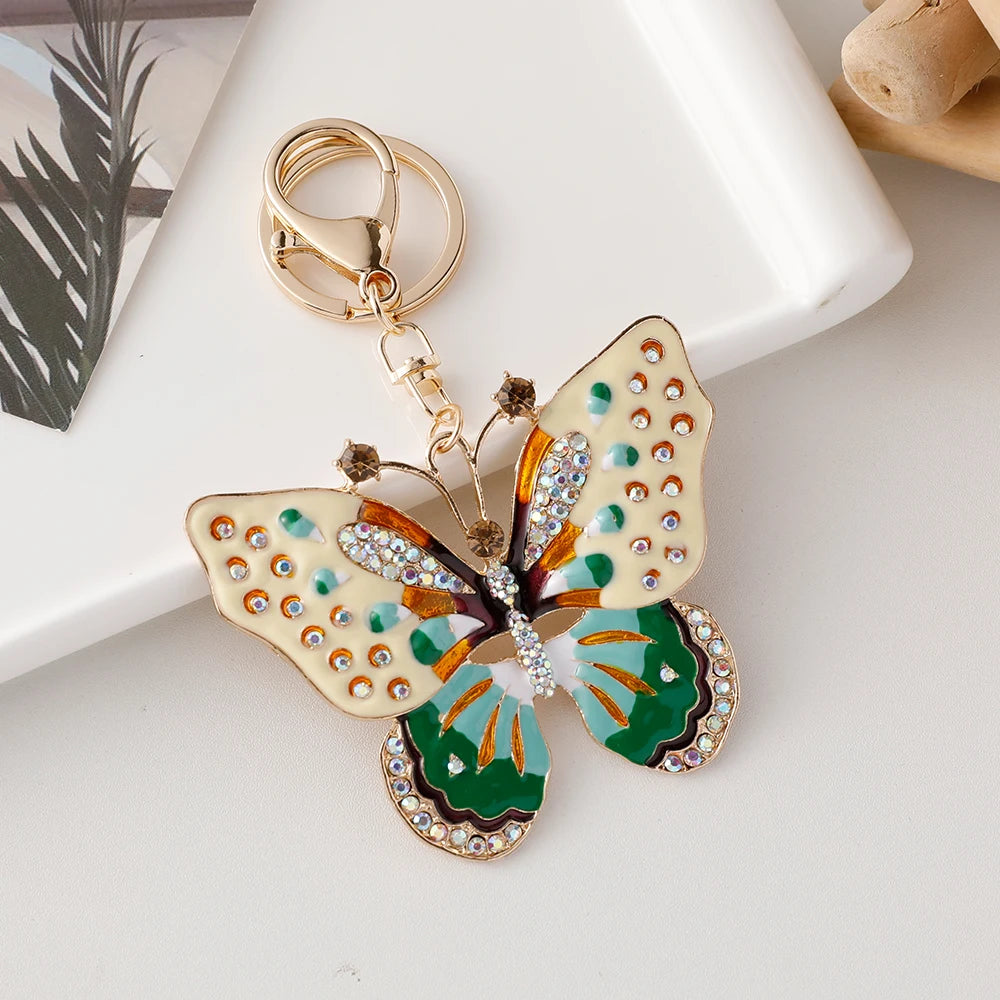 EASYA 2024 New Butterfly Keychain Collection Rhinestone Crystal Inlaid Car Pendant Handicrafts