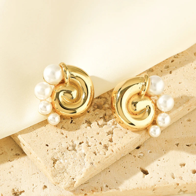 EILIECK 316L Stainless Steel Starfish Shell Zircon Stud Earrings For Women Fashion Waterproof Ear Jewelry Girls Gift Bijoux