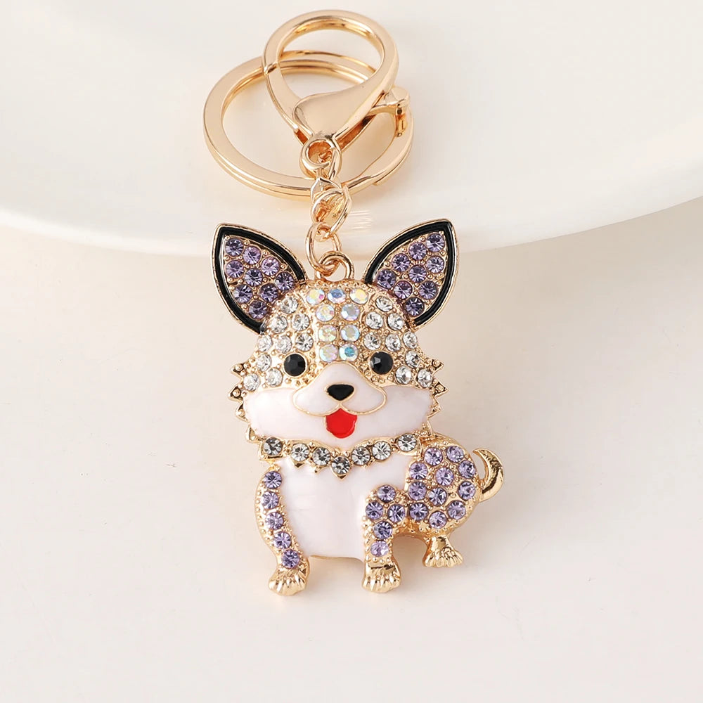 Corgi Key Chain Women's Handbag Pendant Car Key Ring Souvenir Gifts for Family and Friends Animal Cartoon Dog