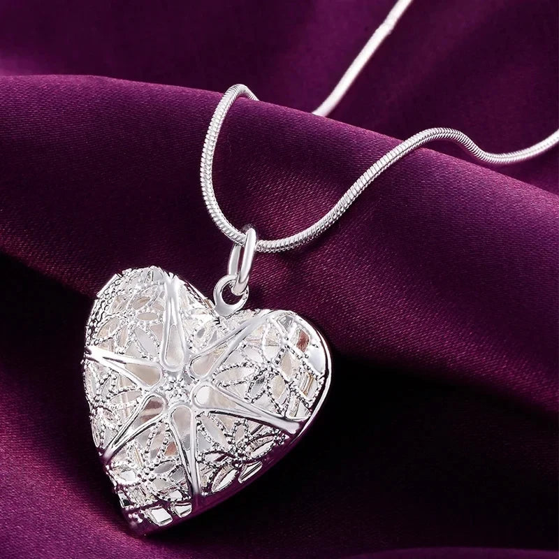 URMYLADY 925 Sterling Silver Photo Frame Pendant Necklace 18/20/22/24 Inch Snake Chain For Woman Charm Wedding Fashion Jewelry