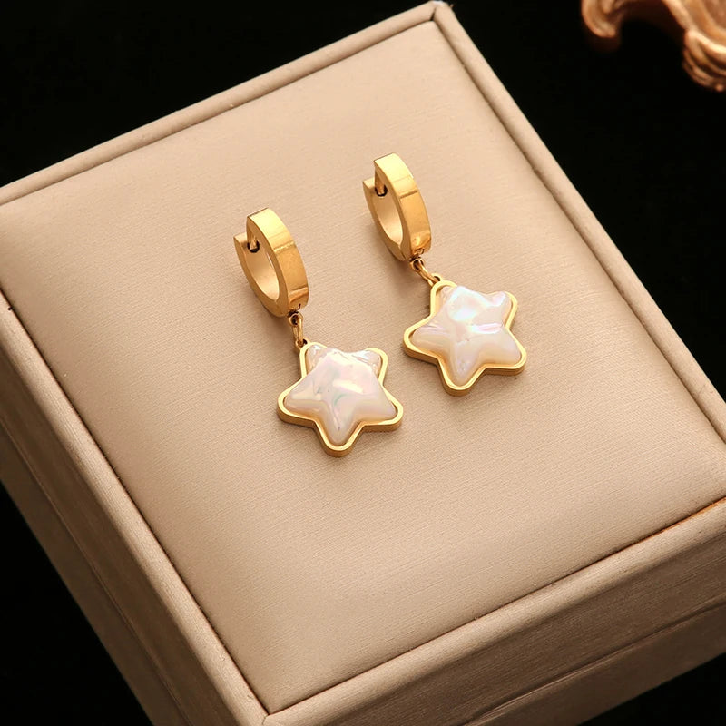 EILIECK 316L Stainless Steel Flower Butterfly Bear Drop Earrings For Women Fashion Ear Dangle Eardrop Jewelry Party Gift Bijoux