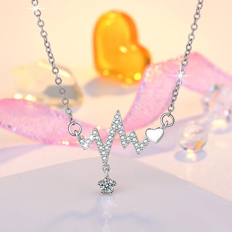 925 Sterling Silver Necklace Pendant Romance Heart Zircon High Quality For Woman Fashion Wedding Engagement Jewelry Gift