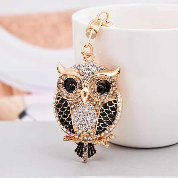 EASYA New Design Crystal Owl Keychain Full Rhinestone Key Ring Key Holders For Women Bag Accessories Cute Animal Car Key Chain