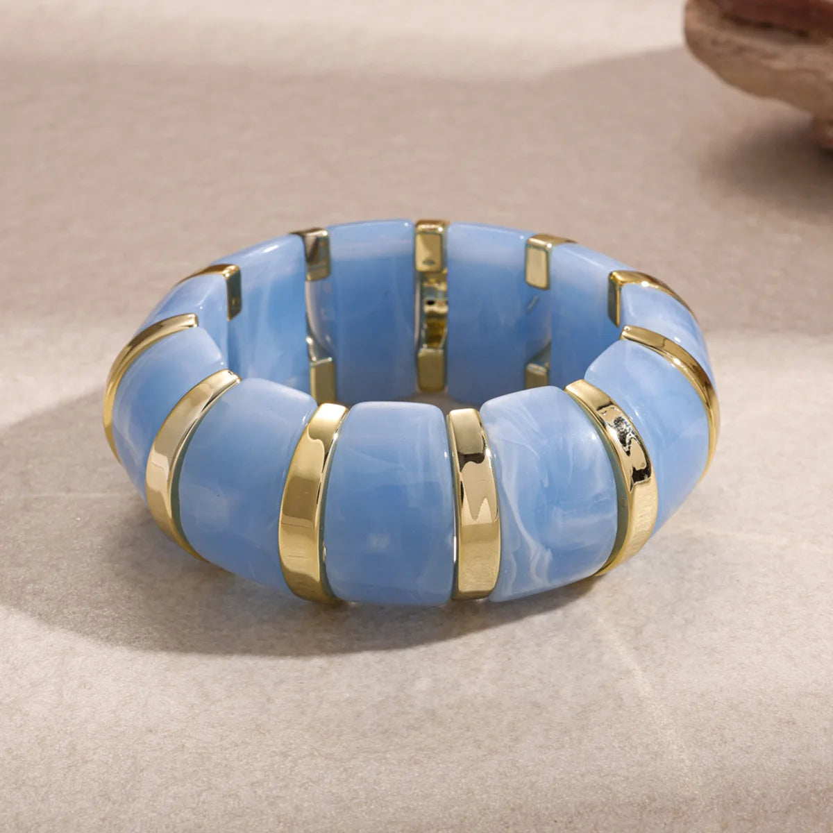 KMVEXO Vintage Smudging Bangle Geometric Wide Elastic Chunky Bracelets for Women Men Personality Acrylic Bracelet Hand Jewelry