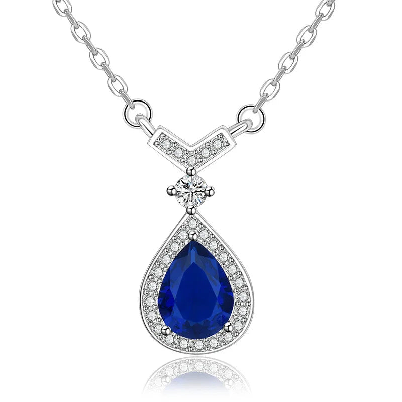 925 Sterling Silver Necklace Pendant sparkle Crystal For Women Fashion Jewelry Party Wedding Accessories Gifts