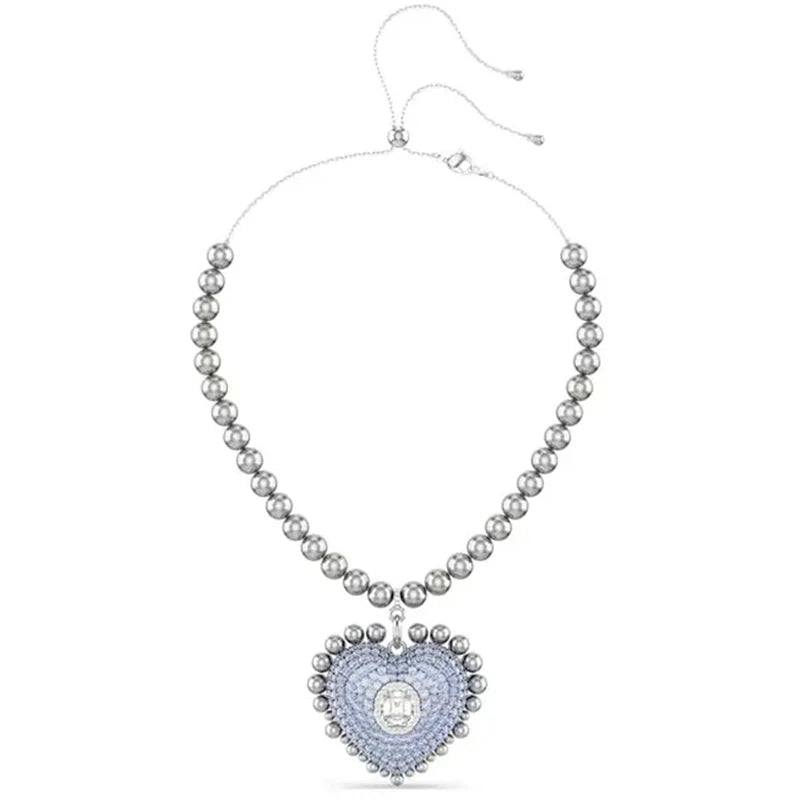 2026 New High-Quality Sparkling Crystal Seashell Seahorse Heart Cross Feather Elegant Necklace Collarbone Chain Valentine's Day