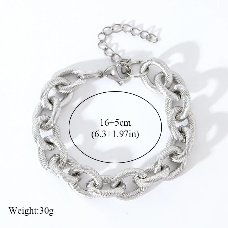EILIECK 316L Stainless Steel Gold Color Thick Chain Bracelet For Women Men New Trendy Waterproof Wrist Chain Jewelry Gift Party