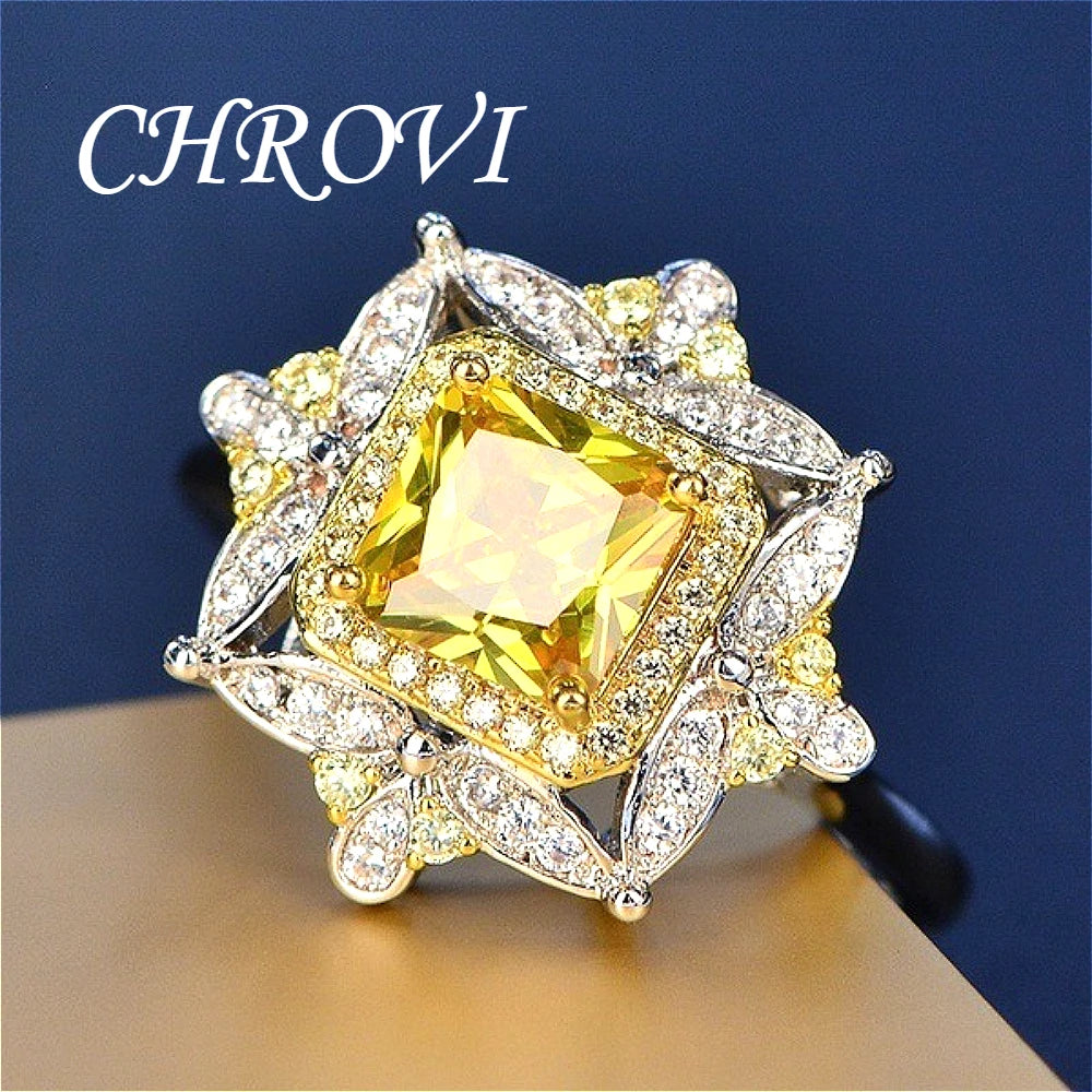 Exquisite 925 sterling silver diamond princess square ring - luxurious party engagement ring - silver jewelry