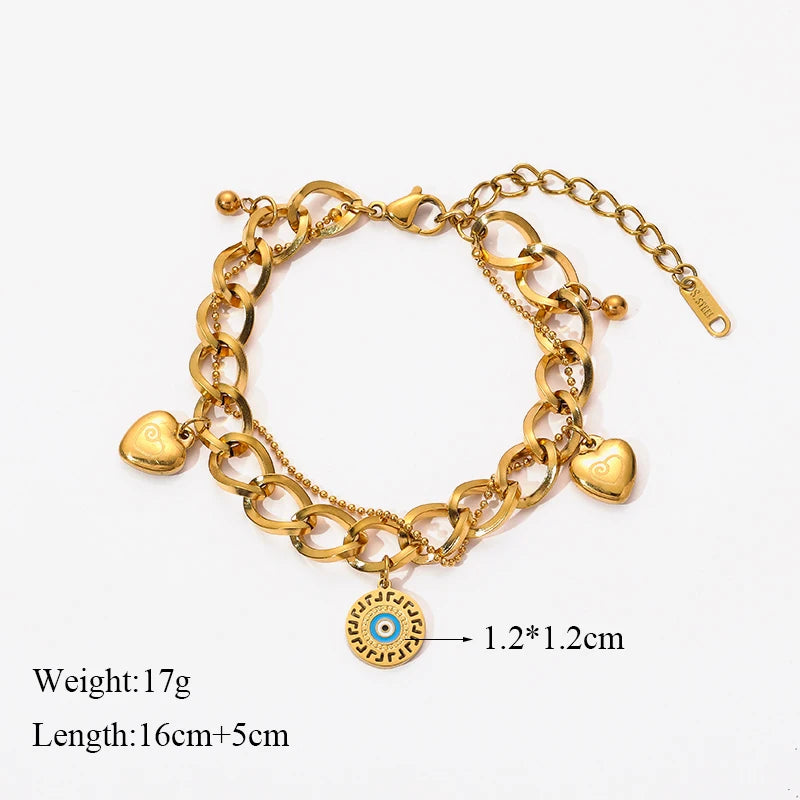 EILIECK 316L Stainless Steel Geometry Circle Charms Bracelet For Women Men Fashion Non-fading Bangles Wrist Jewelry Gift Bijoux