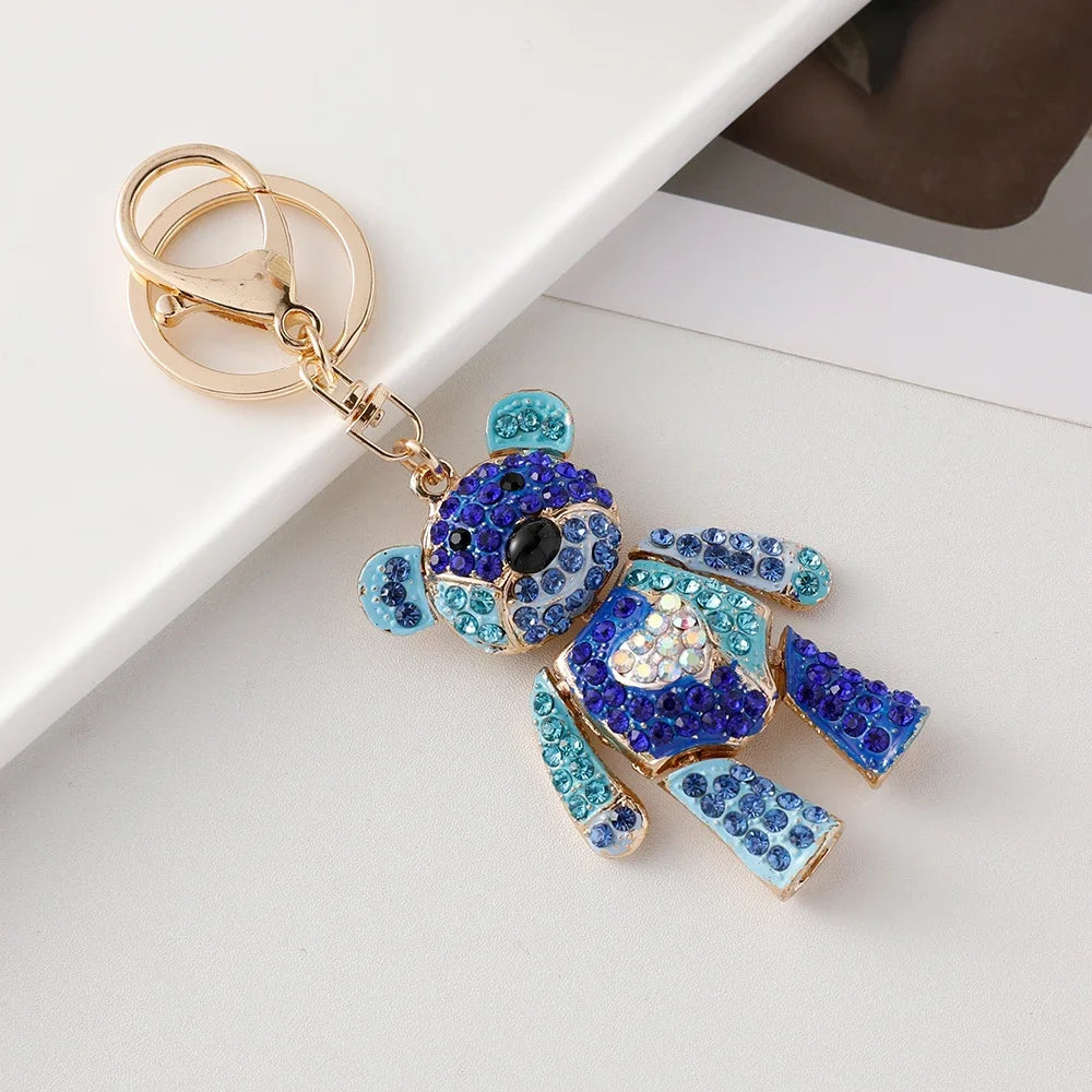 Colorful Bear Series Keychain Dazzling Colors Love Bow Bears Pendant Accompanying Gift Wedding Souvenir