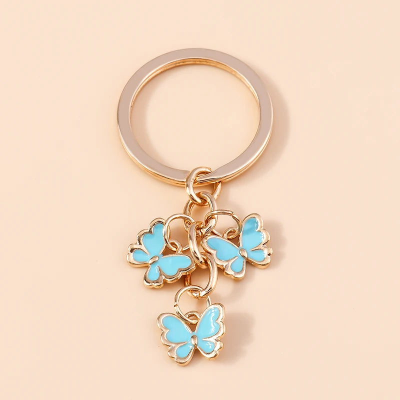 Cute Colorful Butterfly Keychains Enamel Animal Keyrings Souvenir Gift for Women Men Handbag Pendants Key Chains DIY Accessories