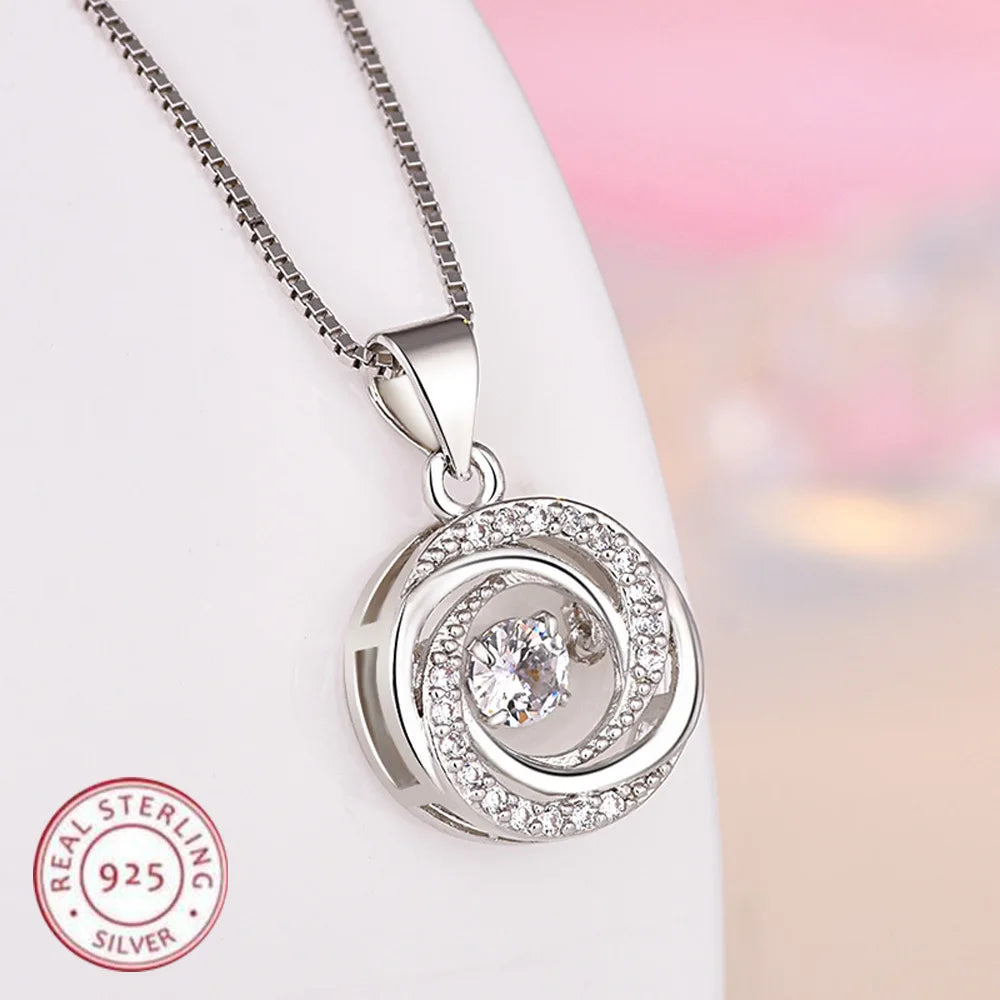 925 Sterling Silver Necklace Pendant Chain 5A Zircon For Women Fashion Jewelry Party Wedding Accessories Gifts