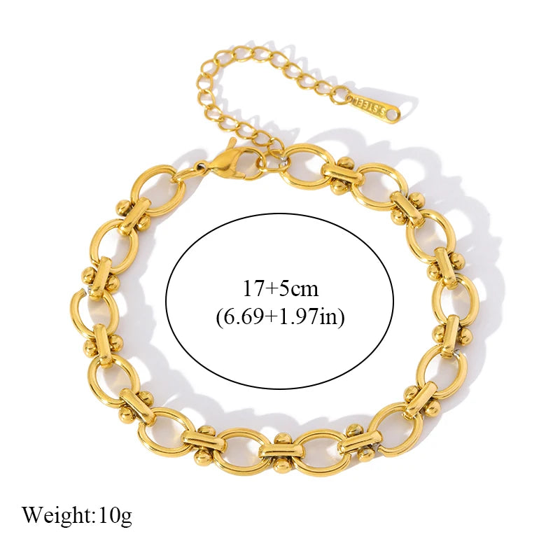 EILIECK 316L Stainless Steel Link Chain Bracelet For Women Trendy Punk 18K Gold Plated Waterproof Wrist Chain Jewelry Gift Party