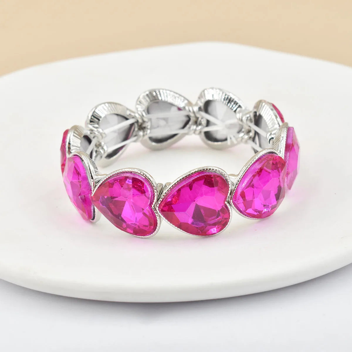 2026 New fashion crystal Women bracelet geometry thread red white blue charms elastic band heart shaped glass Atmospheric Love