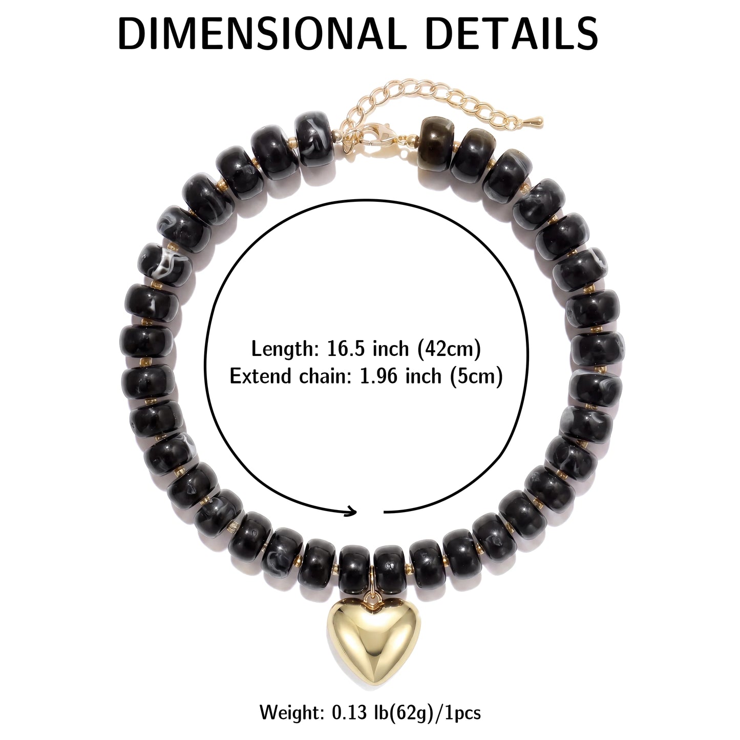 Badu Bohemia Colorful Acrylic Beaded Choker Necklace for  Women 14K Gold Plated Heart Pendant Summer Aesthetic Y2K Jewelry Gift