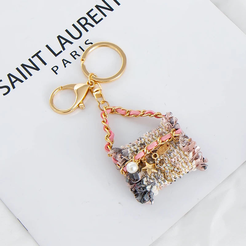 Metal Luxury Bag Keychain Leather Bag Shape Woman's High -end Charm Decoration Supports A Seal Leopard Leather Bag