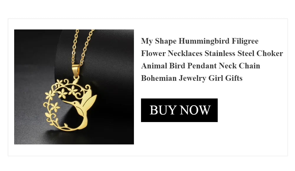 My Shape Hummingbird Flower Pendant Necklaces for Women  Bird Floral Stainless Steel Chain Choker Fashion Jewelry Gifts