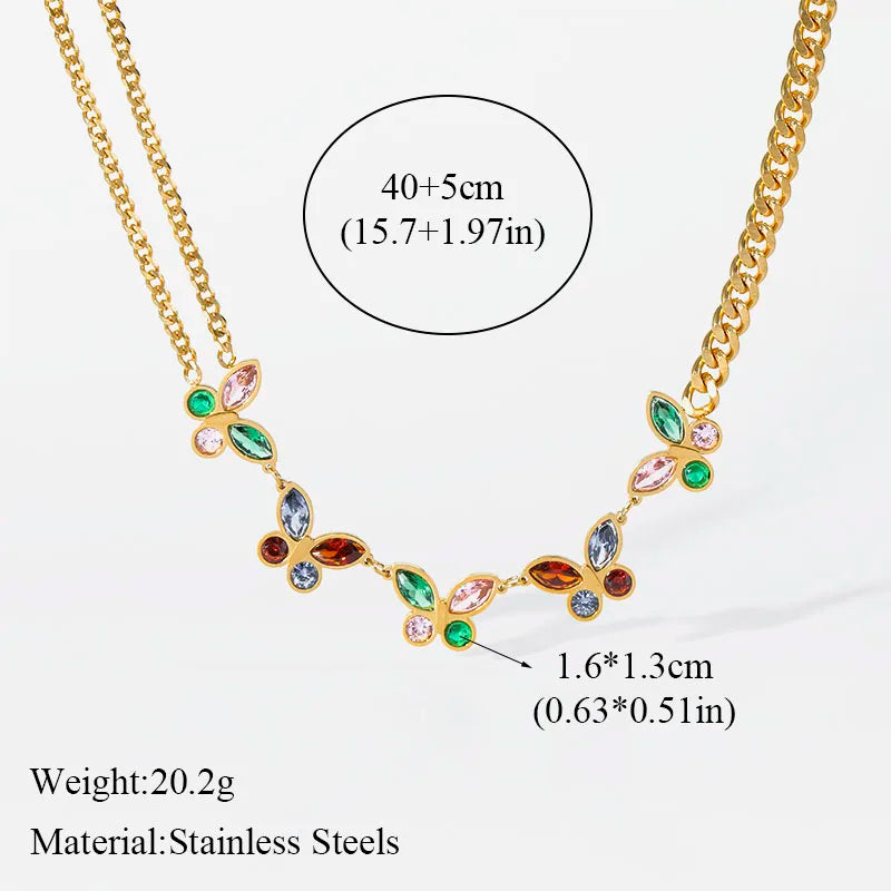EILIECK 316L Stainless Steel Butterfly Pearl Long Pendant Necklace For Women Fashion Choker Clavicle Chain Waterpro Jewelry Gift