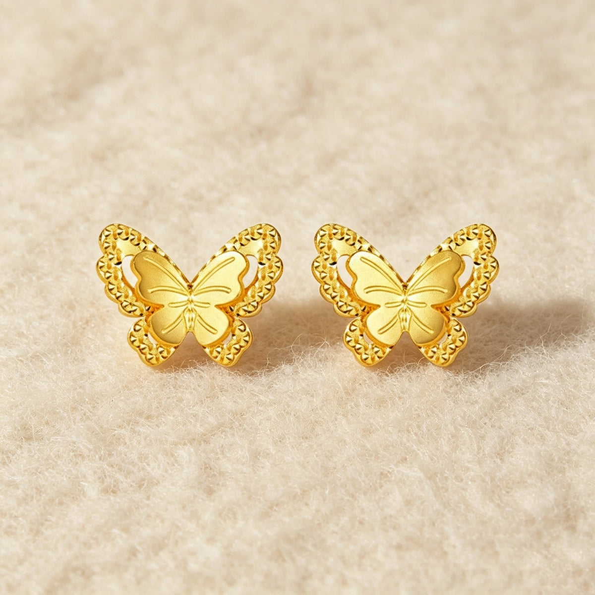 Small Butterfly Luxury Charm Female Meatl Fashion Stud Earrings Gold Color Wedding Jewelry For Women