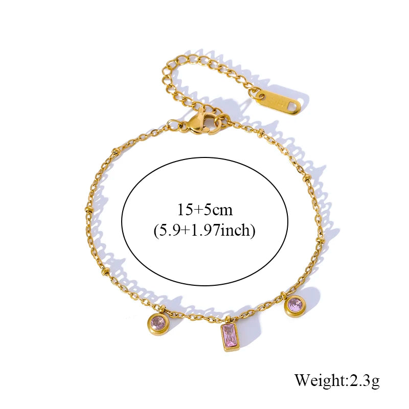 EILIECK 316L Stainless Steel Colored Acrylic Stones Necklace Bracelets Set For Women Trendy Neck Chain Waterproof Jewelry Gift