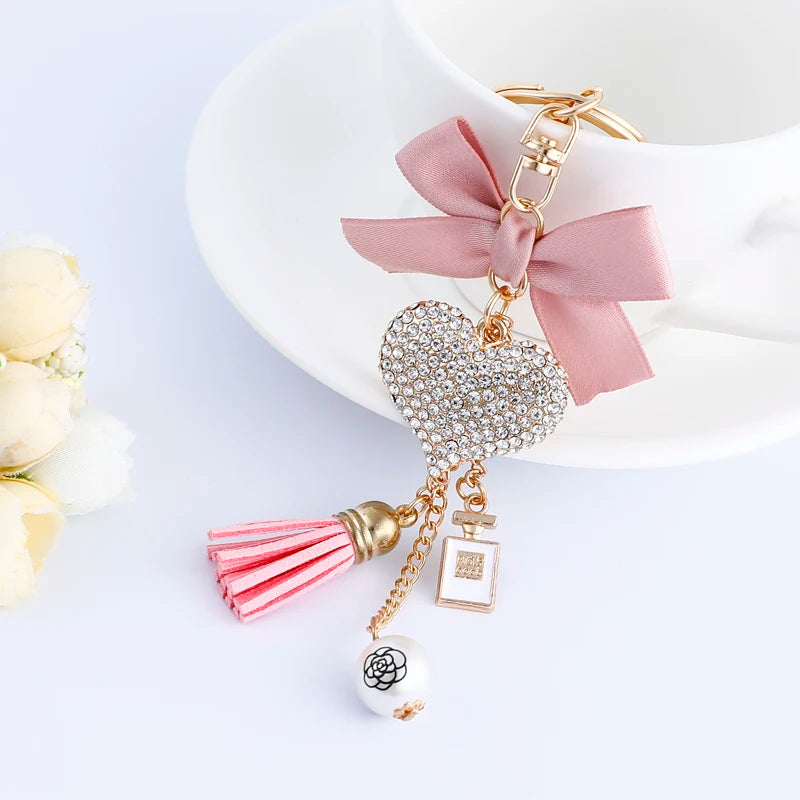 Easya New Pink Bow Love Keychain Backpack Luxury  Jewelry Gift