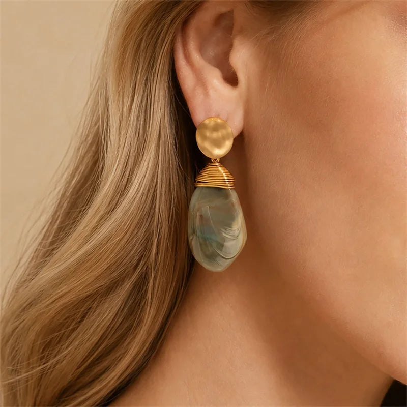 EILIECK Fashion New Resin Vacation-Style Stud Earrings For Women Elegant Ear Dangle Handmade Jewelry Accessories Party Gift