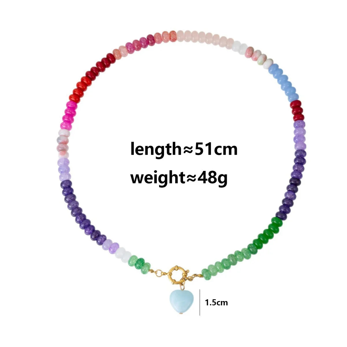 2026 European and American handmade blogger beaded heart glass necklace, beach style pendant jewelry gift