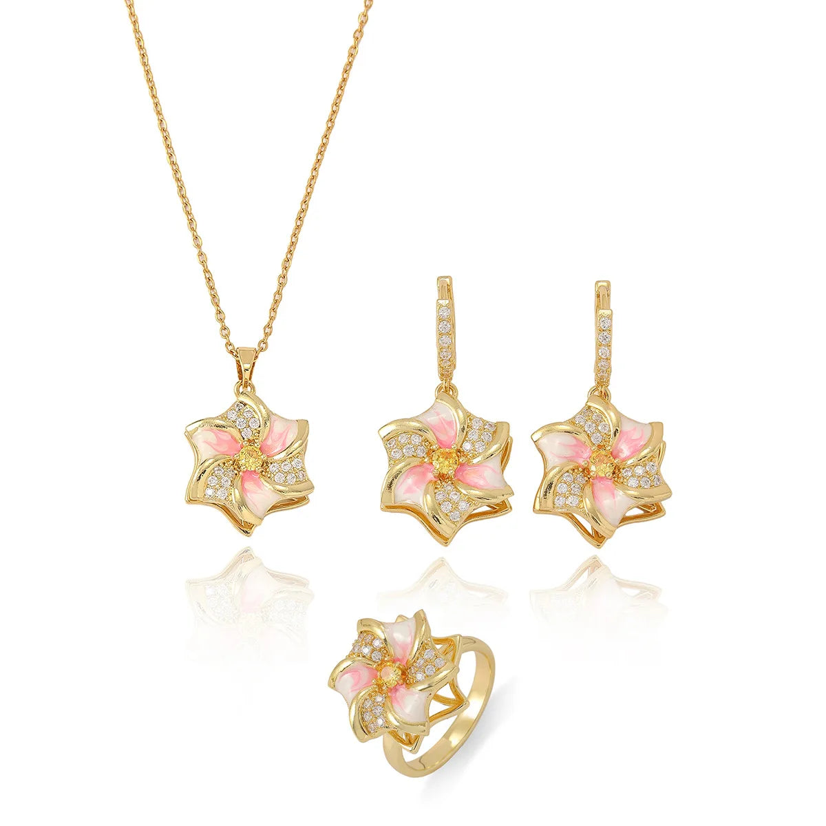 Rotatable Flower Cubic Zircon necklace, light luxury and high-end slightly Stainless Steel clavicle chain Relief jewelry