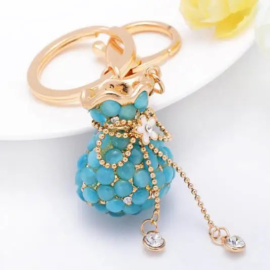 EASYA Rhinestone Opal Vase Keychain Crystal Purse Key Chains Ring Women Handbag Charm llavero CHY-2811