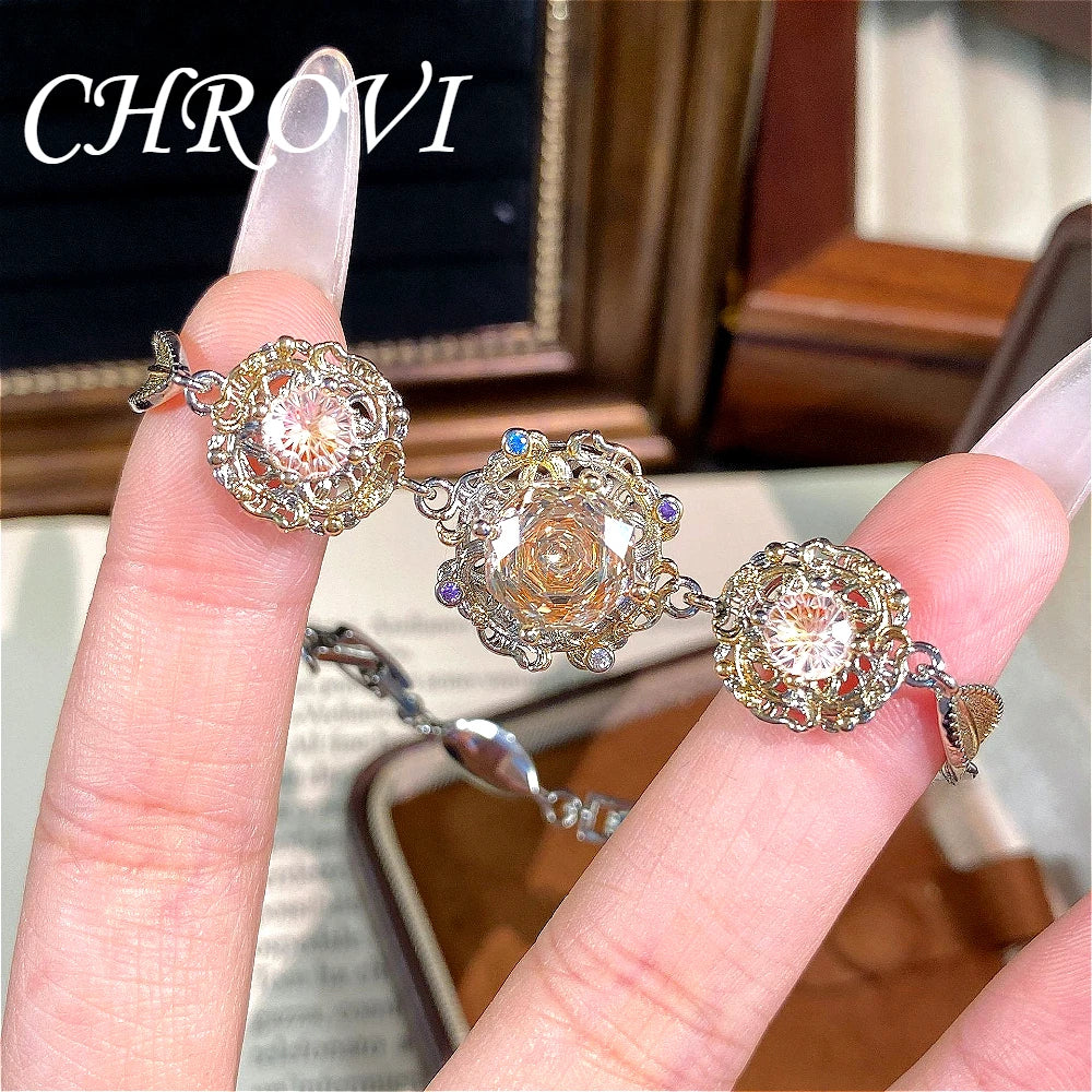 Luxury-Style 925 Sterling Silver Octagonal Millennium Rose Beaded Hand Chain for Women - Fashionable and Versatile Accessory