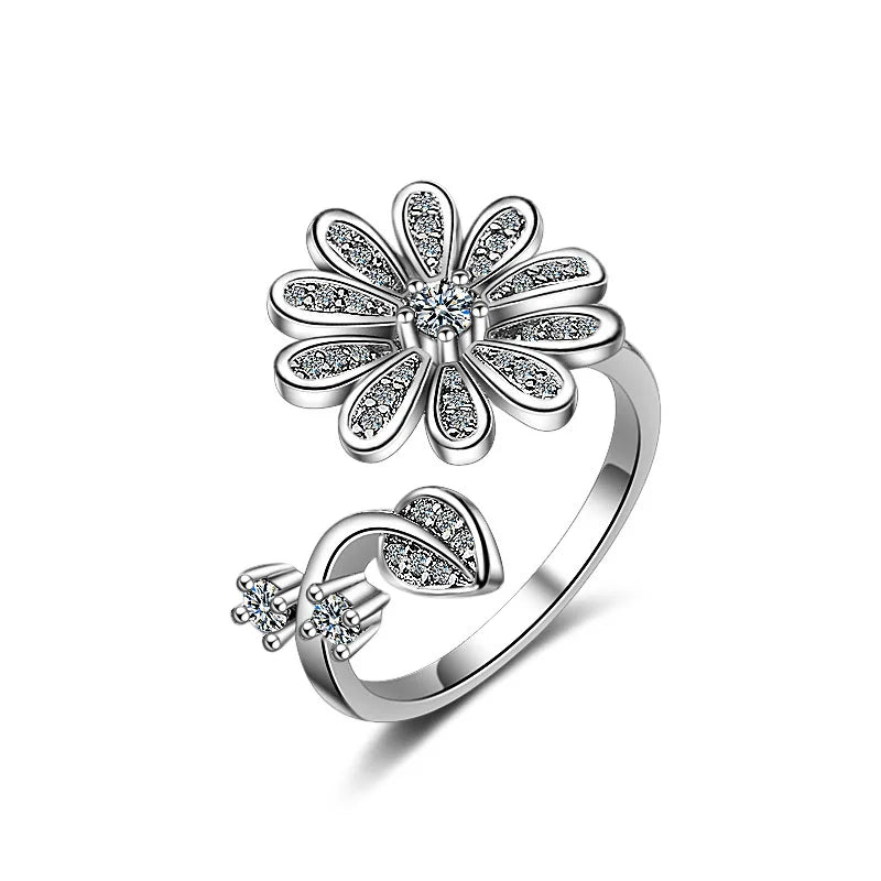 New 925 Sterling Silver Ring Heart Adjustable Simplicity Fashion Exquisite Student Girlfriend Jewelry Accessories Wedding Party