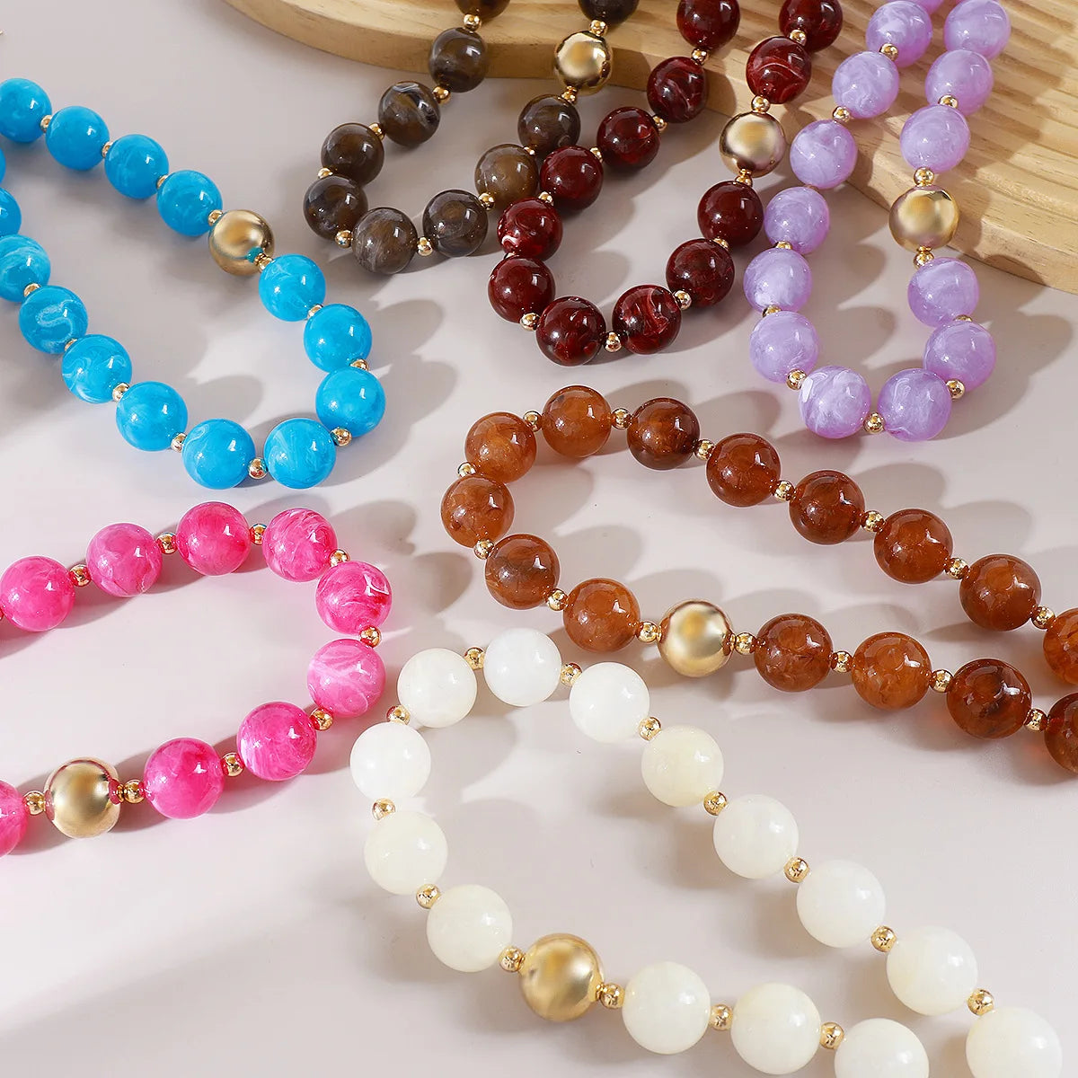 KMVEXO Fashion Colorful Round Resin Beaded Chokers Necklace for Women Smudging Acrylic Necklaces Neck Chain Daily Party Jewelry