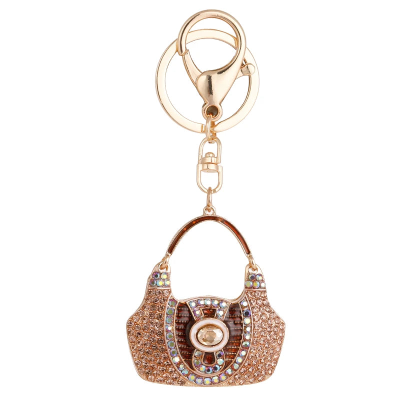 Luxury Women's Rhinestone Bag Key Ring Handbag Pendant Car KeyChain Souvenir 2024