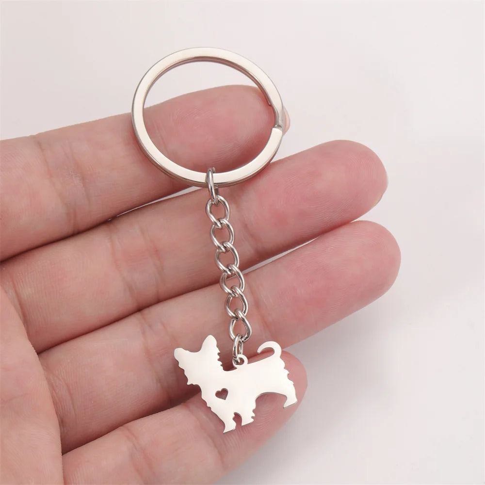 Cute Dog Samoye Keychain for Women Men Stainless Steel Dachshund Puppy Animal Lovers Key Ring for Car Backpack  Jewelry Gifts