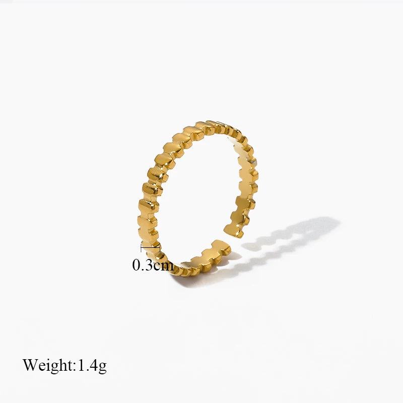 EILIECK 316L Stainless Steel Personality Golden Open Cuff Rings For Women Girl Fashion New Jewelry Lady Gift Party anillos mujer