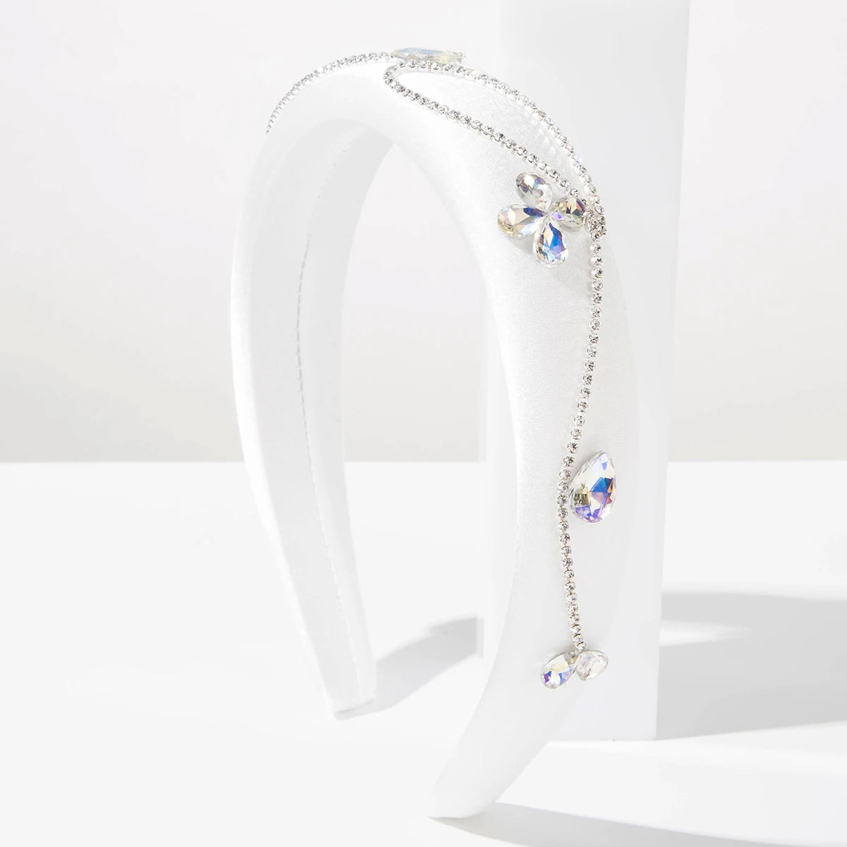 Sweet And Fresh Korean Style Diamond Studded Flower Headband With Wide Edges, Elegant And Feminine Hair Accessories