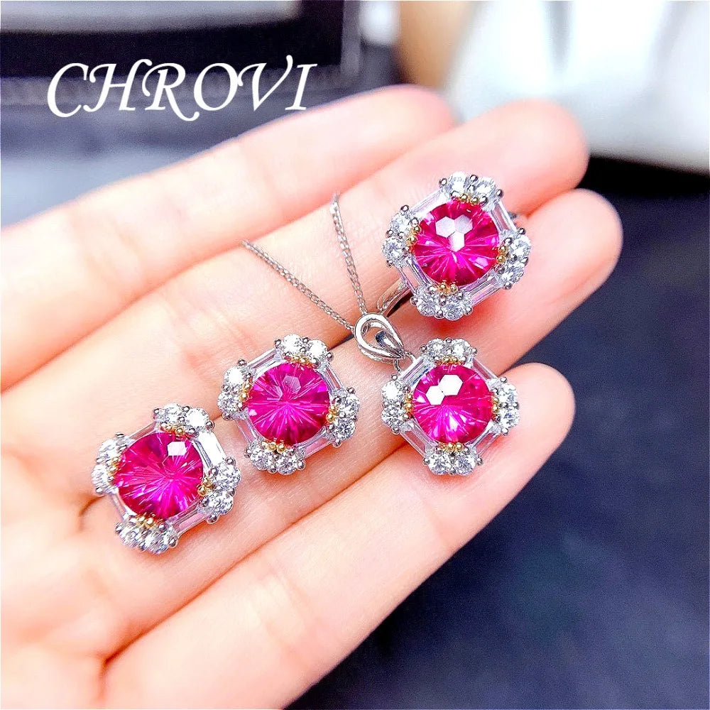 Light luxury 925 sterling silver popular diamond ring blue topaz ring pendant earring set， jewelry for women