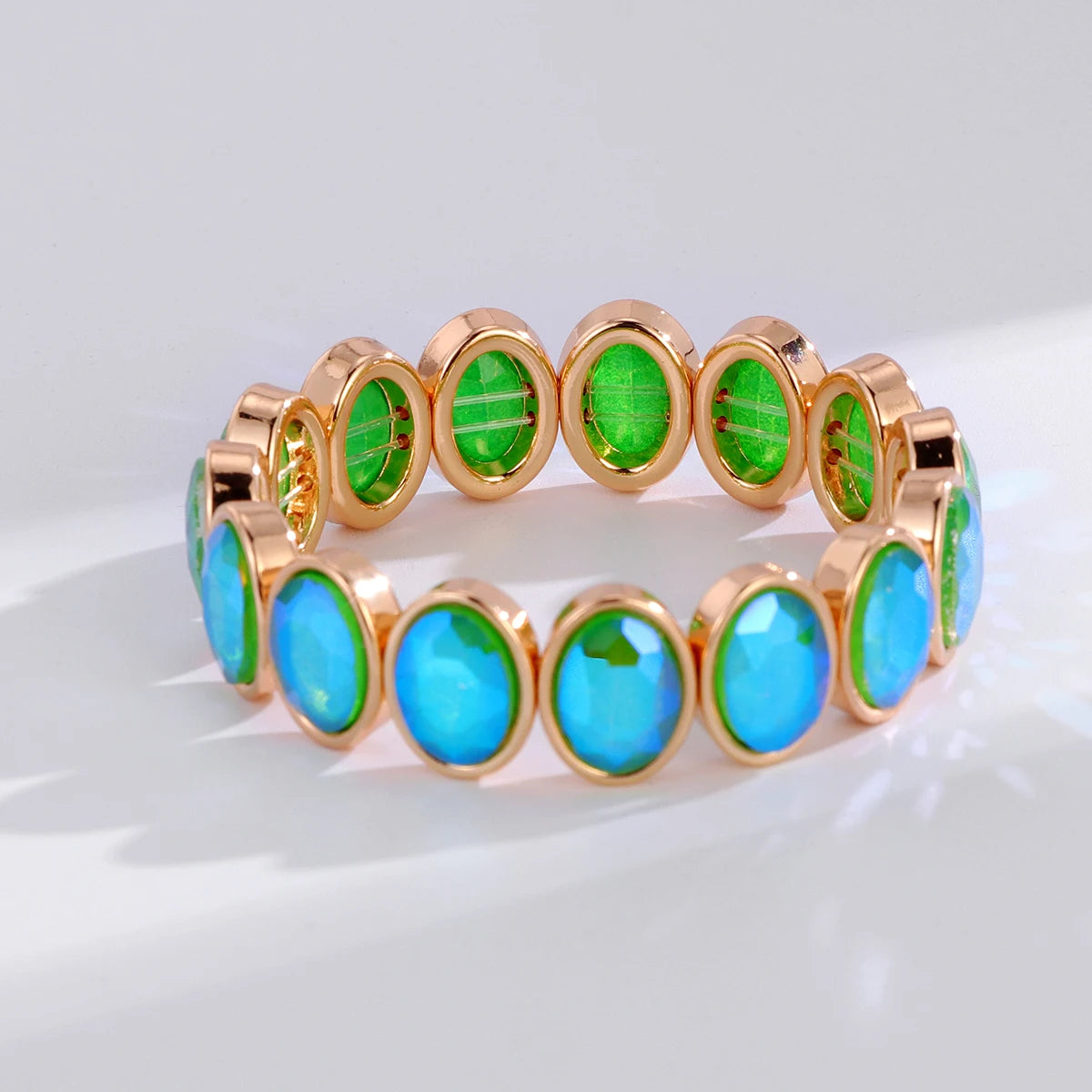 2026 New Arrival Glass Crystal Candy Beads Bracelets Colorful Rhinestone Girl Women Gold Color Bangle Bohemian Style Bracelet